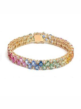 Multicolor Diamond 14K (18K Custom) Gold Tennis Bracelet